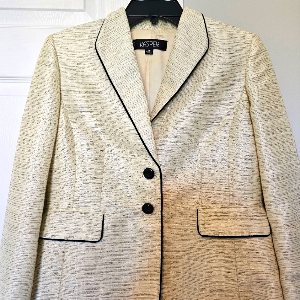 Kasper Cream and Black Blazer